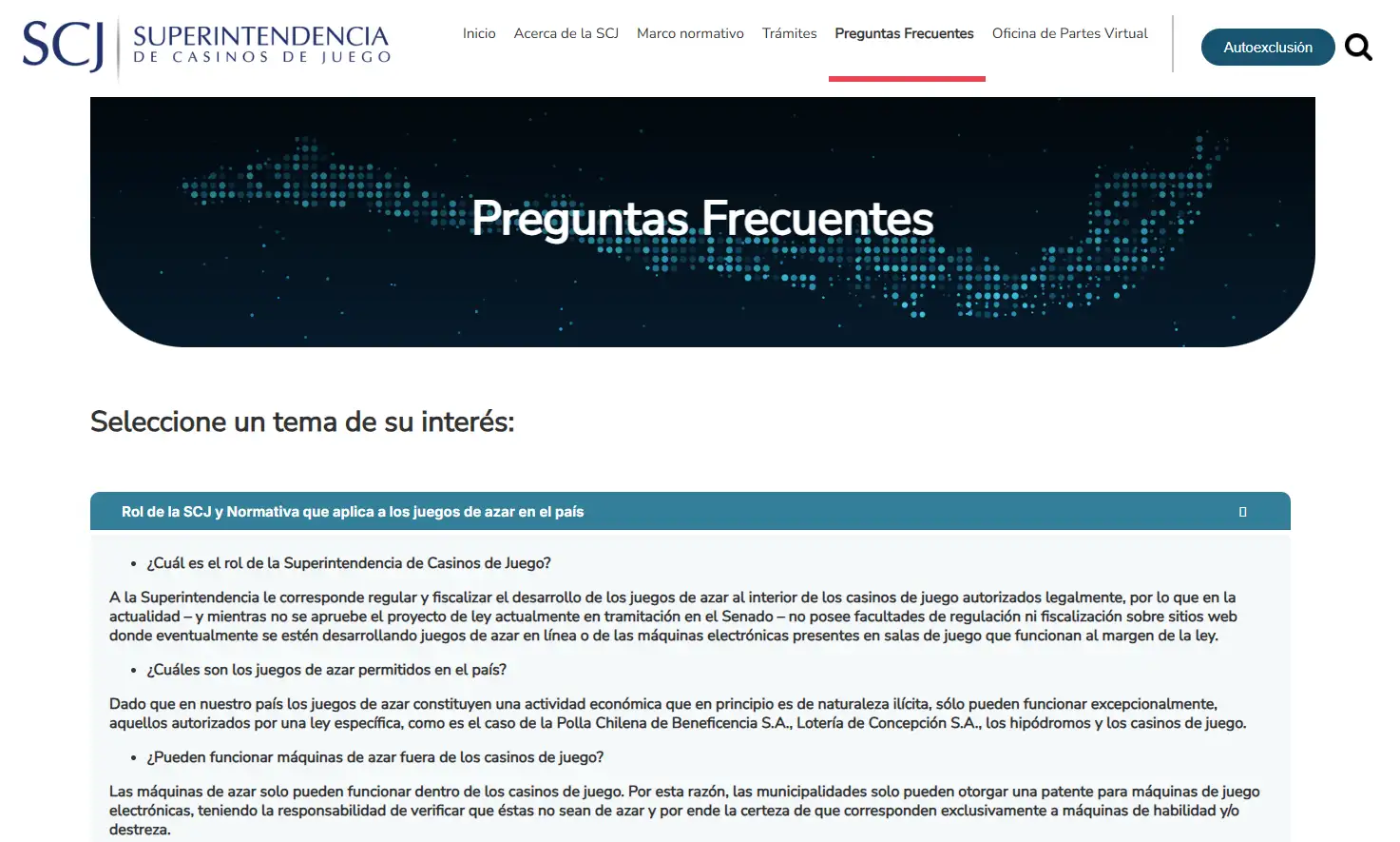Preguntas frecuentes de la SCJ sobre plataformas de apuestas en línea en Chile